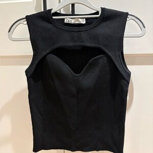 Zara Black Sweetheart Cutout Tank